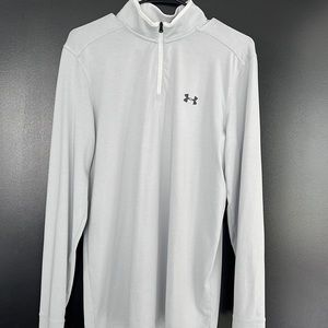 Under Armour Heat Gear off white/light gray 1/4 zip pullover Size Medium